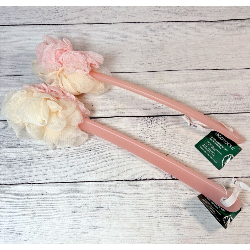 Ecotools 2 in 1 Ecopouf Bath Shower Brush Long Handle Back Exfoliation Lot of 2